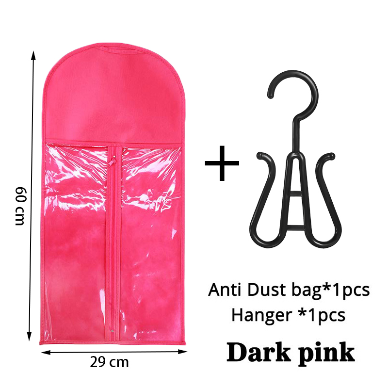 1Set Pruik Opbergtas Met Hanger Haartassen Met Plastic Hanger Voor Maagdelijk Haar Zwarte Pruik Organizer Hangers Voor Meerdere Pruiken Nieuw: GRIJS