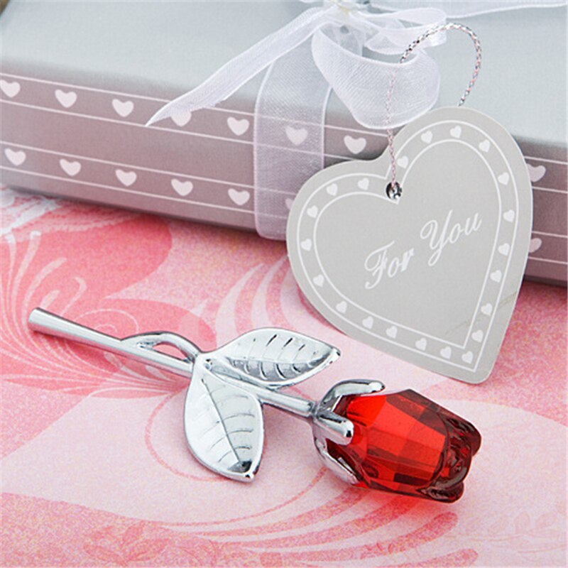 Presente do dia das mães, decoração de vidro de cristal, rosa, flores artificiais, lembranças de casamento (inclui caixa: 09-Silver red