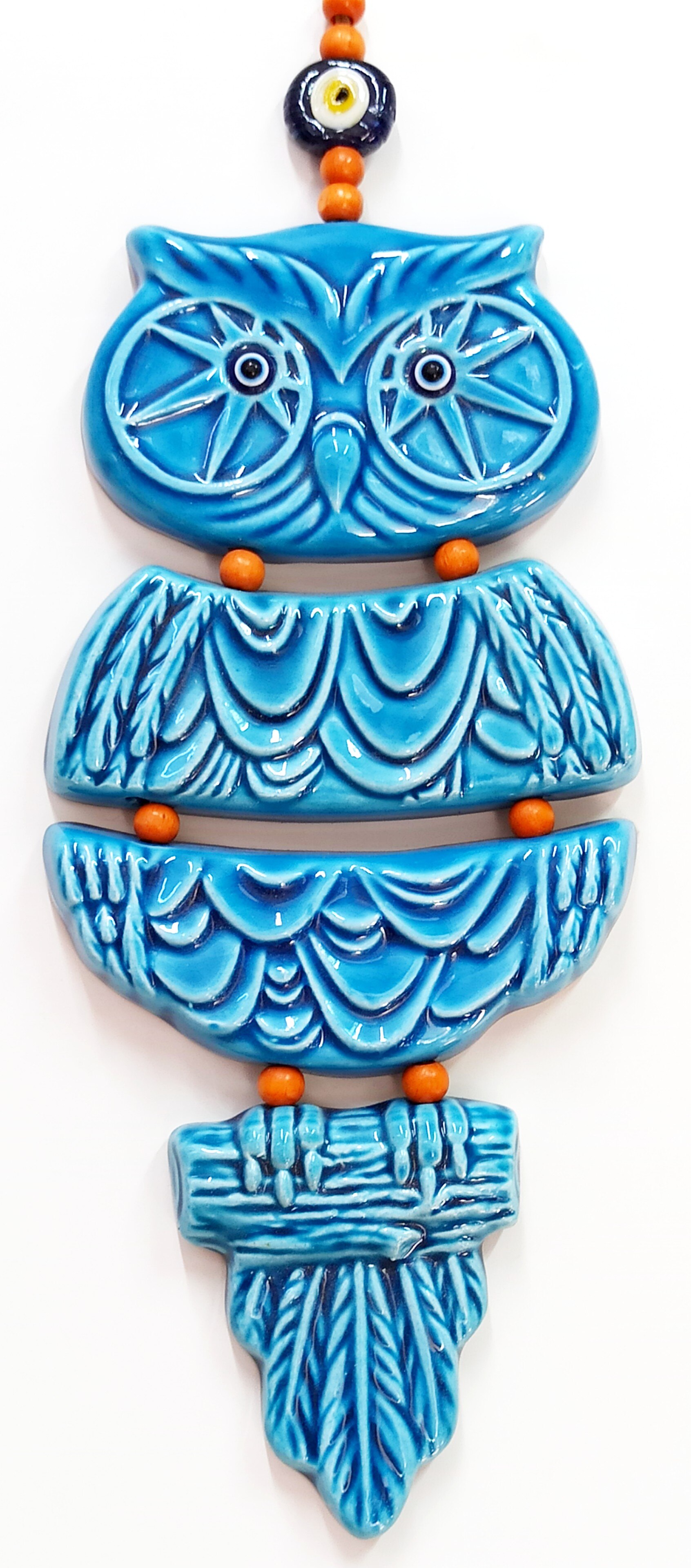 Turquoise Ceramic Owl Wall Decoration