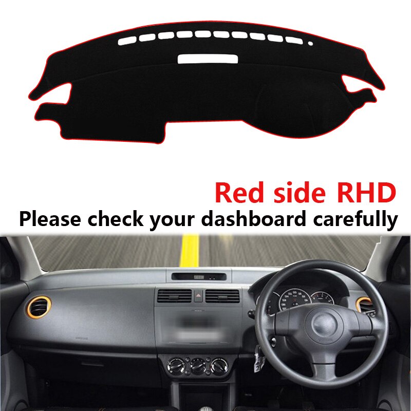 Car Dashboard Cover Dash Mat Dash Board Pad Carpet Dashmat Anti-UV For Suzuki Swift Sport 2005 2006 2007: RHD Red Side