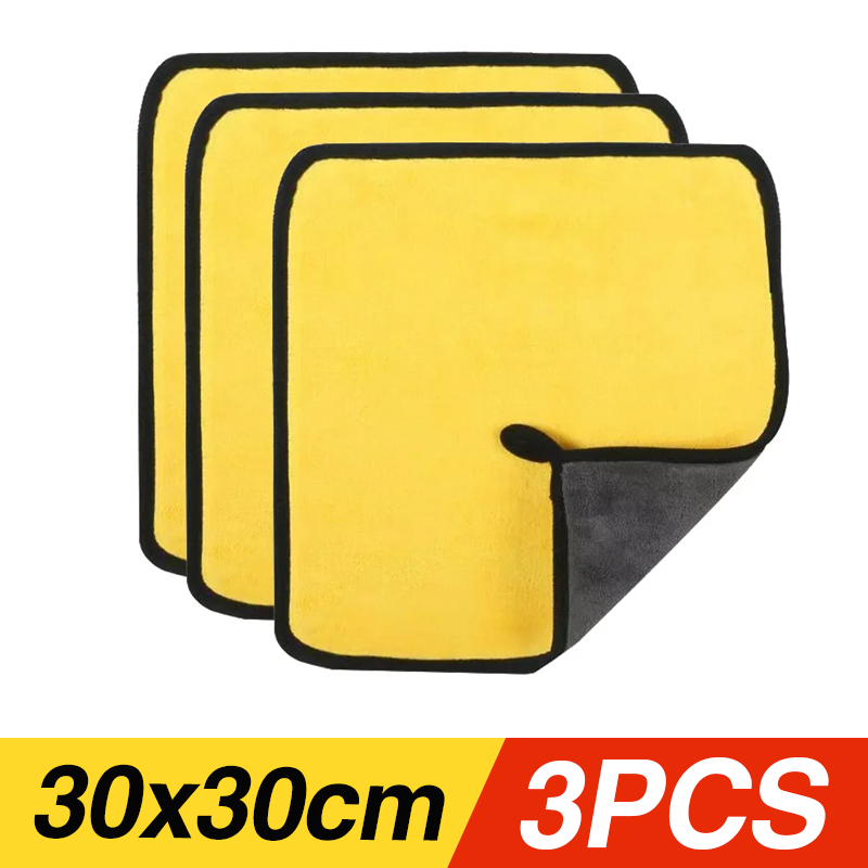 Toallas de lavado de microfibra para coche, paño de secado de absorción de agua, suave y grueso, doble capa, 30/40/60cm: Descolorido