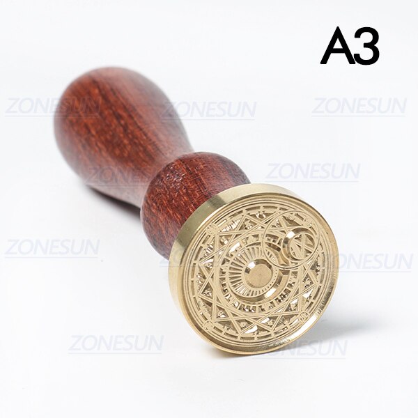 ZONESUN Badge Totem sello con mango de madera para embalaje sobres de cartas paquetes invitaciones de boda: A3