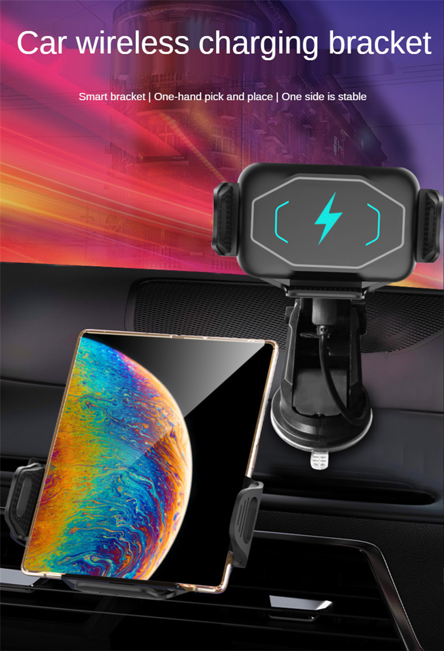 15w wireless car chargers, foldable screen, qi fast phone charger holder for samsung galaxy z, fold 3 2 iphone 13, 12 max, huawei mate x