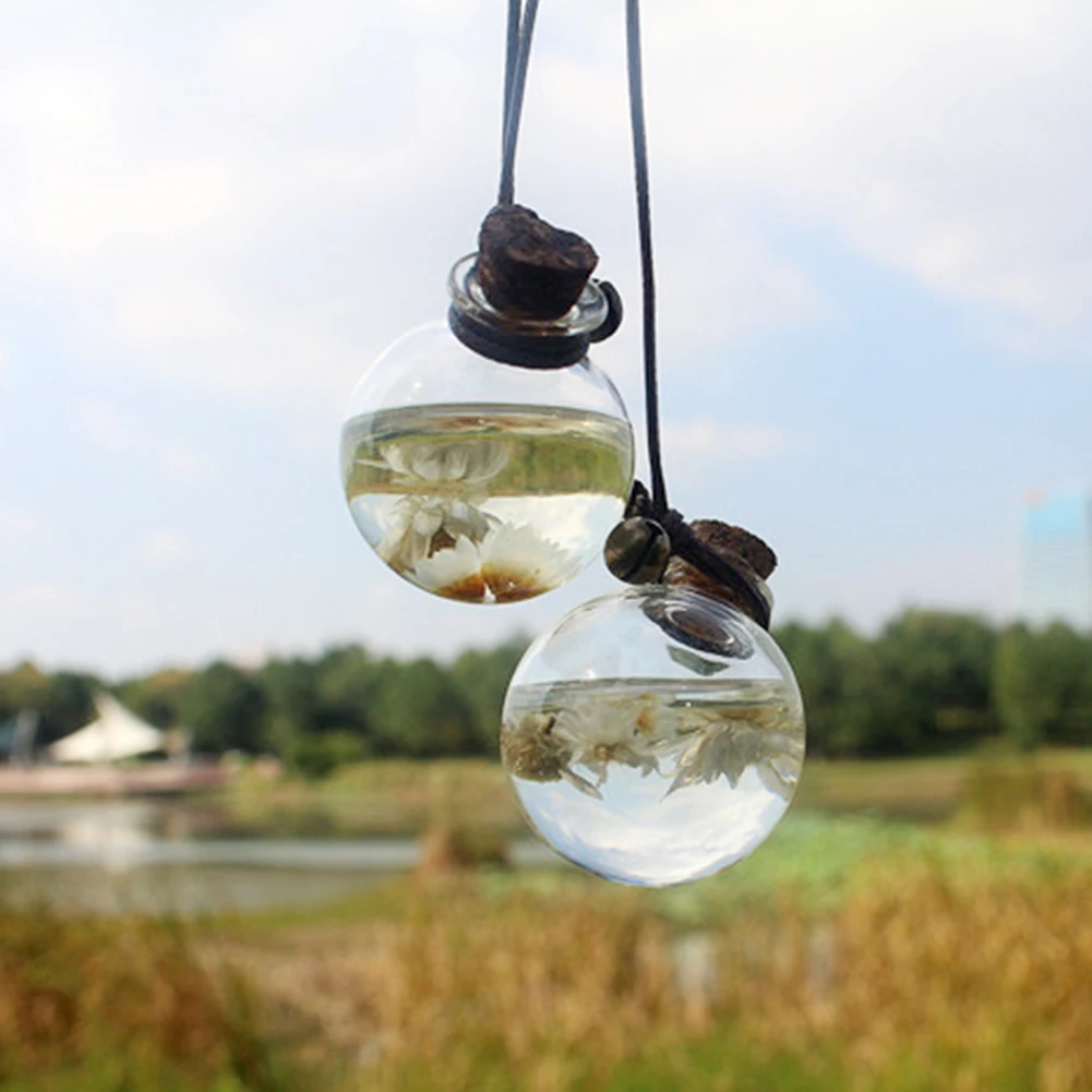 1/2 Stuks Auto Parfumflesjes Hangen Lege Fles Etherische Olie Geur Hanger Decoratie En Bloem Luchtverfrisser Automodel: Bruin