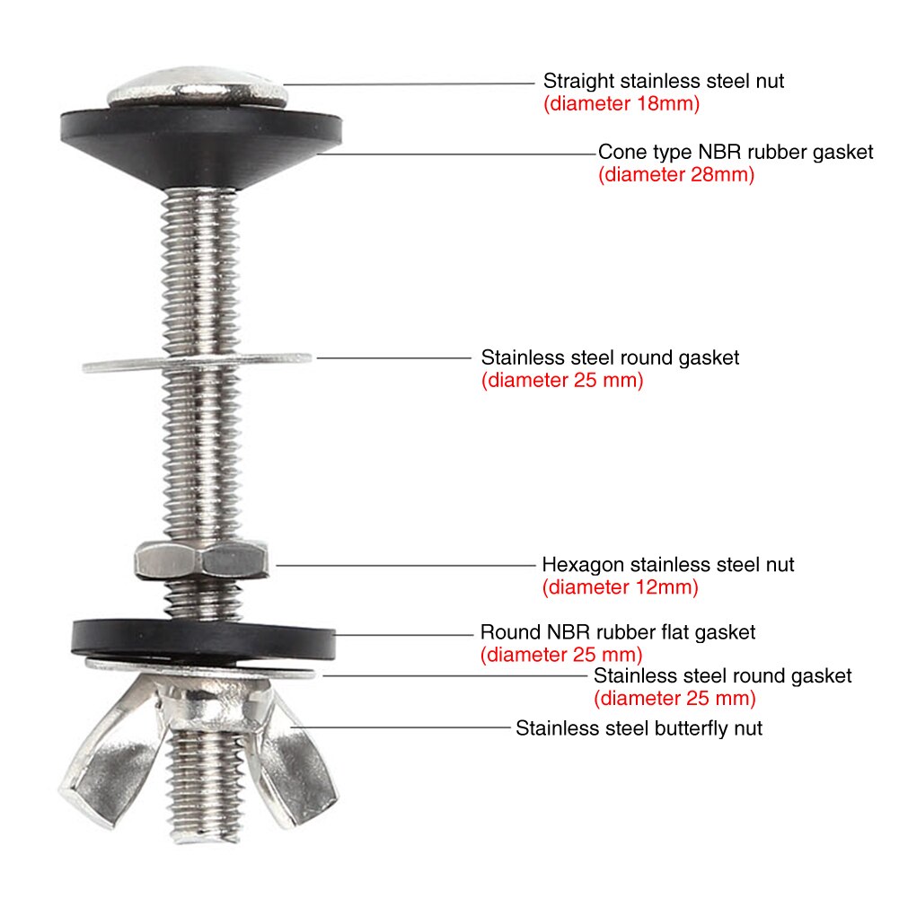 2pcs Spare Accessories Fixed Practical Bolt Through Kit Bathroom Home Closestool Cistern To WC Pan Durable Universal