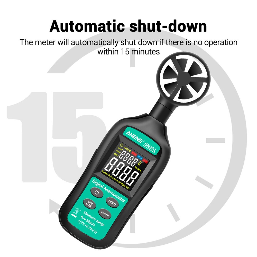 ANENG Handheld Digital Anemometer High Precision Wind Speed/Temperature Meter Meteorograph with LCD Backlight