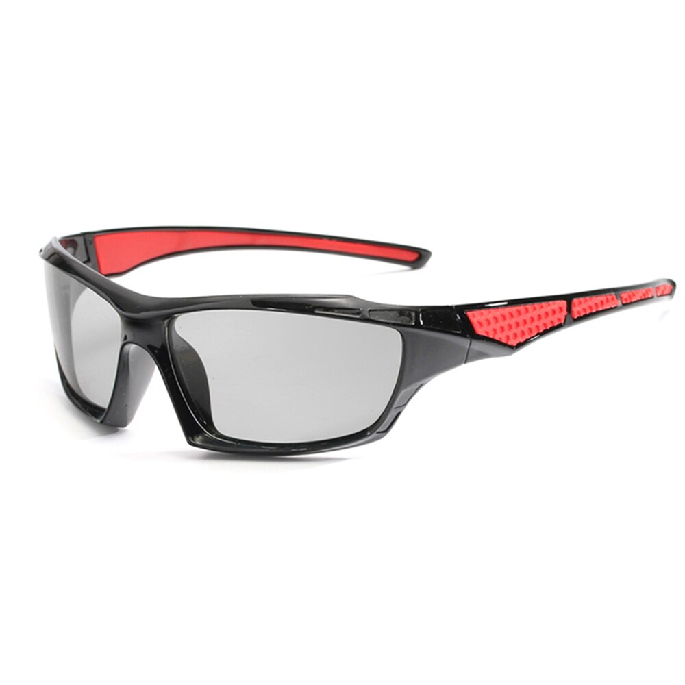 Gafas de sol fotocromáticas para hombre, lentes de ciclismo, camaleón, polarizadas: Black Red