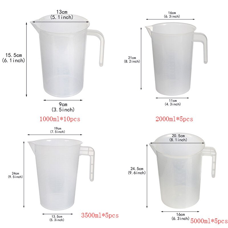 1000/2000/3500/5000ml Plastic Graduated Pitcher Measuring Cups BPA Free Liquid Measuring Containers Kitchen Utensils Gadgets