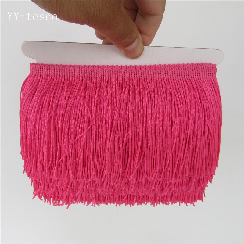 YY-tesco 10 Yard 10CM Long Lace Fringe Trim Tassel Fringe Trimming For Diy Latin Dress Stage Clothes Accessories Lace Ribbon: rose Red