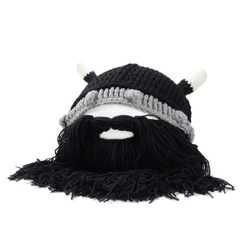 Halloween mænd hatte efterår vinter holde varmen personlighed hornet skæg maske hat uld strik sjov festival fest hætter