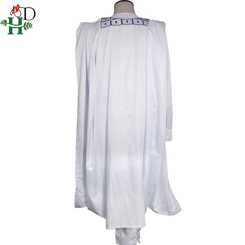 H & d agbada miehet afrikkalaiset vaatteet pitkähihaiset topit housut puku kirjonta dashiki 3 kpl setti perinteinen afrikkalainen puku