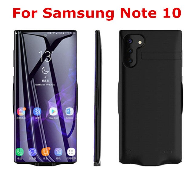 Fundas de batería externa de 6800mAh para Samsung Galaxy Note 10 Plus, fundas de Banco de energía de respaldo ultradelgadas para Samsung Note 10, funda de energía: Black for Note 10