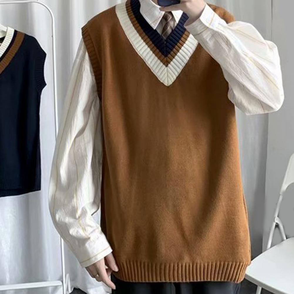 Chaleco de punto de estilo pijo, suéter de gran tamaño con cuello en V para la escuela, fabuloso, Primavera