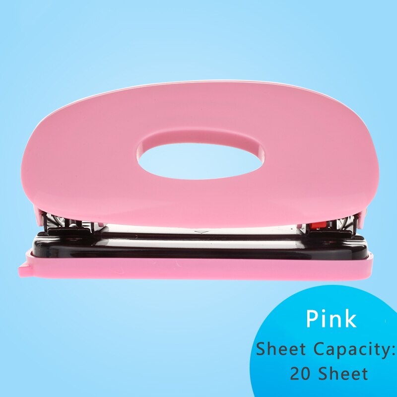 2-Perforator Draagbare Losbladige Papier Perforator Papier Punch 10/20-Sheet Puncher Standaard Punch office Bindtoebehoren: Pink-20 sheets