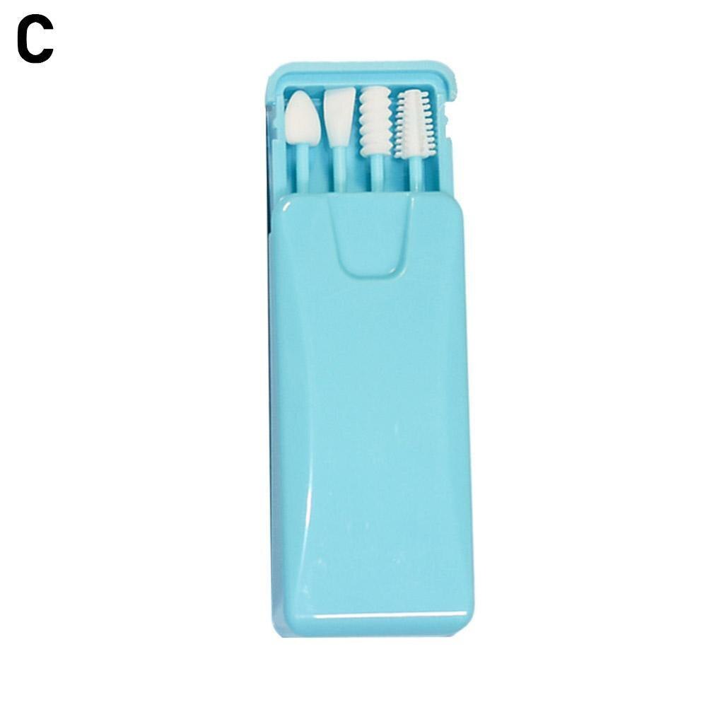 2/4Pcs/box Reusable Cotton Swab Ear Cleaning Cosmetic Silicone Buds Swabs Sticks Double-headed Recycling For Cleaning Makeup: C