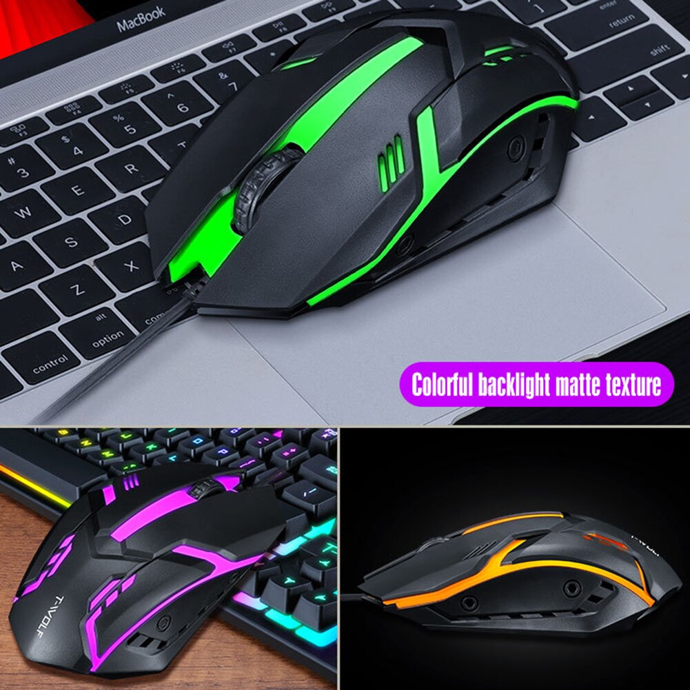 USB Wired Gaming Rainbow RGB Back Light Keyboards Mouse Mice Combos Set Ultra-slim Wired Keyboard