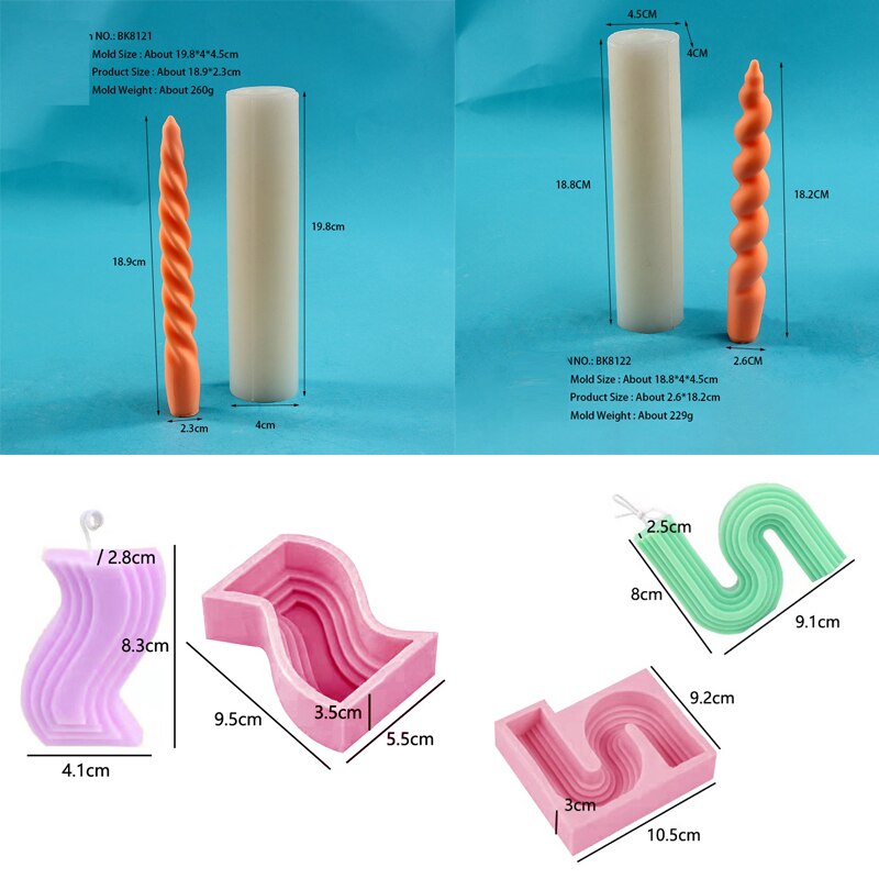 Stampi per candele a stelo lungo a strisce verticali a colonna a spirale fai-da-te stampo per candele in silicone geometrico per decorazioni romantiche per matrimoni a casa