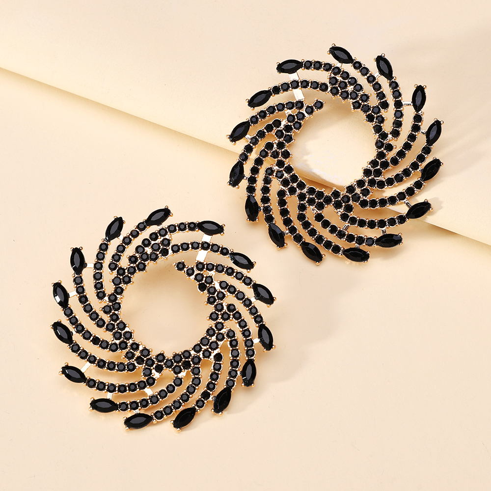 Pendientes grandes de cristal redondos con forma de flor de sol para mujer, joyería inusual de lujo para de graduación, accesorios para las orejas,: Bañado en rodio de imitación
