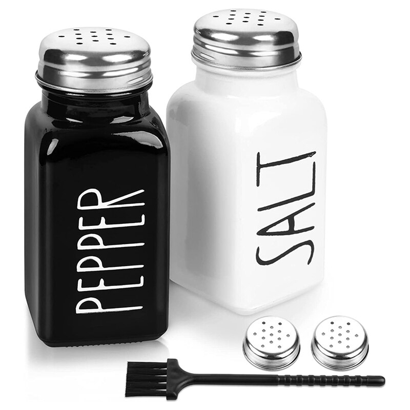 2-Piece Salt and Pepper Seasoning Bottle Set Glass Salt Bottle Modern Lovely Farmhouse Salt and Pepper Set: Default Title
