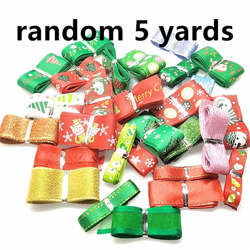 5Yards willekeurige mix size Kerst Lint Grosgrain Lint Haar Boog Bruiloft Kerst Decoratie Polyester Lint DIY Naaien: 1