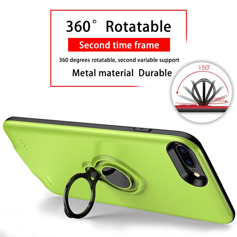 5000/7200mAh Externe Batterij Opladen Case Voor iPhone 6 6s 7 8 Power Bank Charger Case Voor iPhone 7 8 6 6S Plus Ring Houder