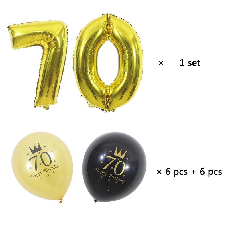 30th cumpleaños globo 40 50 60 70 80 años decoraciones para de cumpleaños número 30 adultos Oro Negro cumpleaños globos: 70th