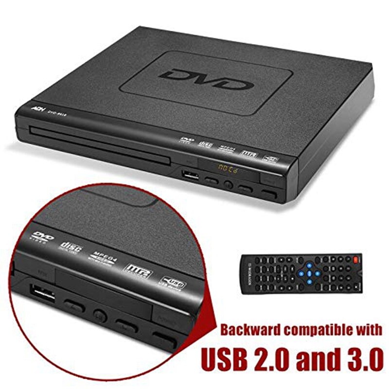 110V-240V USB Portatile Più Lettore DVD ADH CD DVD SVCD VCD Lettore di Dischi Sistema casa Teatro con Telecomando Spina di UE