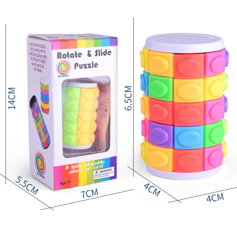 5th Order 3d Draaien En Schuif Stress Cube Puzzel Speelgoed Regenboog Kleur Cilinder Sliding Puzzel Decompressie Speelgoed Voor Volwassen
