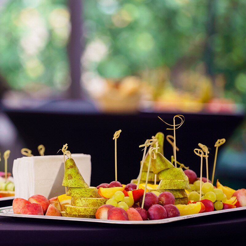 100Stck Bambus Obst wählt Cocktail Dekoration Zahnstocher Salat Sandwich Buffet Nachspeisen Aperitif Cocktail Stöcke Dekoration