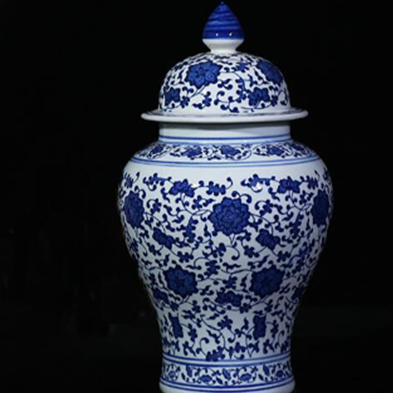 1 x Jingdezhen Classic Blue and White Porcelain Dragon Temple Ceramic Ginger Jar Vase China Ming Style Height 15"(38cm): B 38x21cm