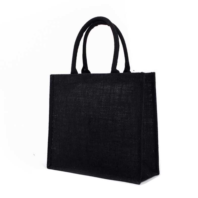 Black Jute Tote Bags Mulheres Bolsa compras Bolsa Bolsa com alça macia Dama dama noiva Favorias presentes: Verde