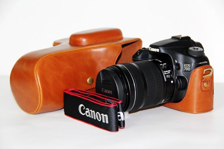 Pu Leather Video Camera Bag Case For Canon EOS 1100D 1200D 1300D 550D with18-55/105/200mm Lens Retro Vintage Camera Bag