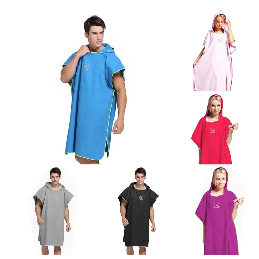 Poncho Pool Robe Unisex Mens Womens Surf Beach Swimming Poncho Wets... – Grandado