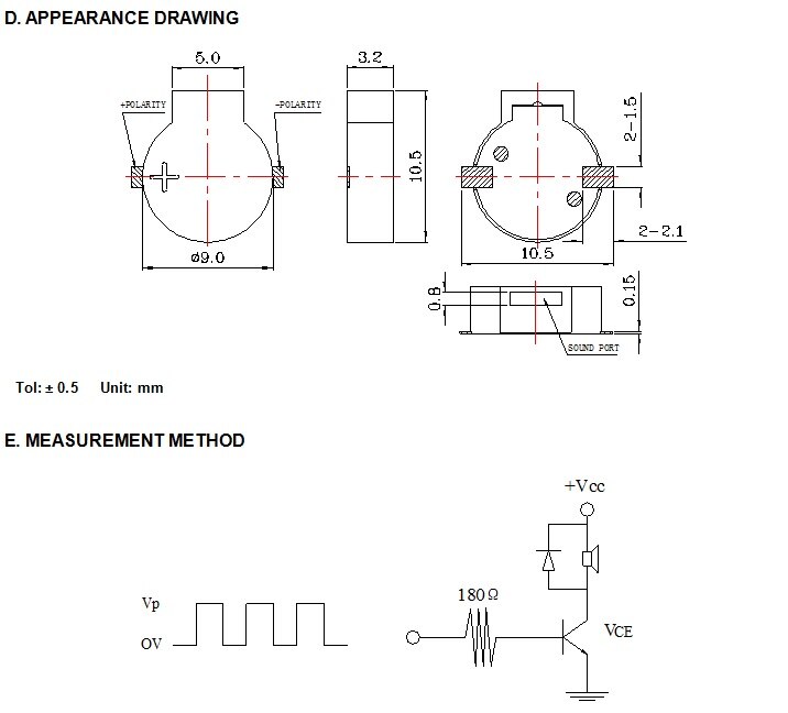 9x3.2 patch electromagnetic buzzer 5V passive side sound 2730HZ smart door locks 09 series