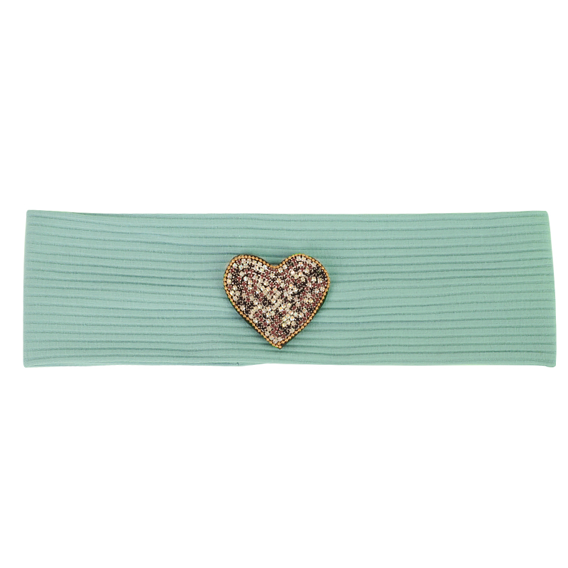 Vrouwen Strass Hart Zachte Ribbels Hoofdband Yoga Sport Haarband Gebreide Katoen Hoofddeksels Tulband Haarband Met Accessoires: Bean green