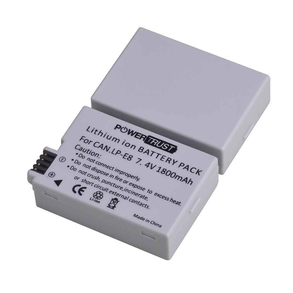 Cargador y baterías de LP-E8 de 1800mAh para Canon LP E8, Compatible con Canon EOS Rebel T3i T4i T5i EOS 600D 650D 700D Kiss X4 X6: 2x Batteries