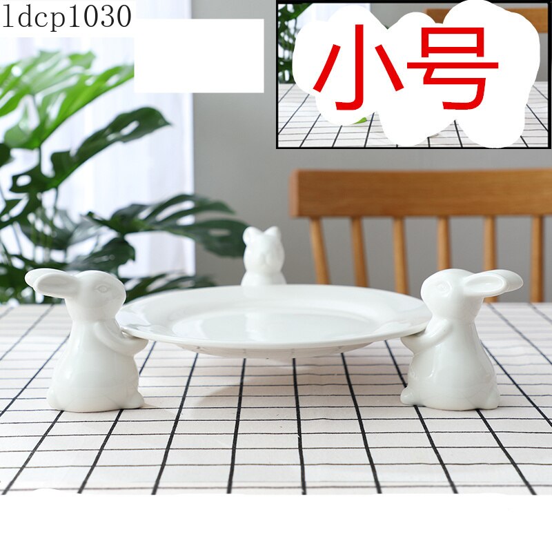 Bandeja de cerámica blanca para Conejo, soporte para dulces, pastel de cumpleaños, boda, mesa de postre, té y postre, placa de exhibición