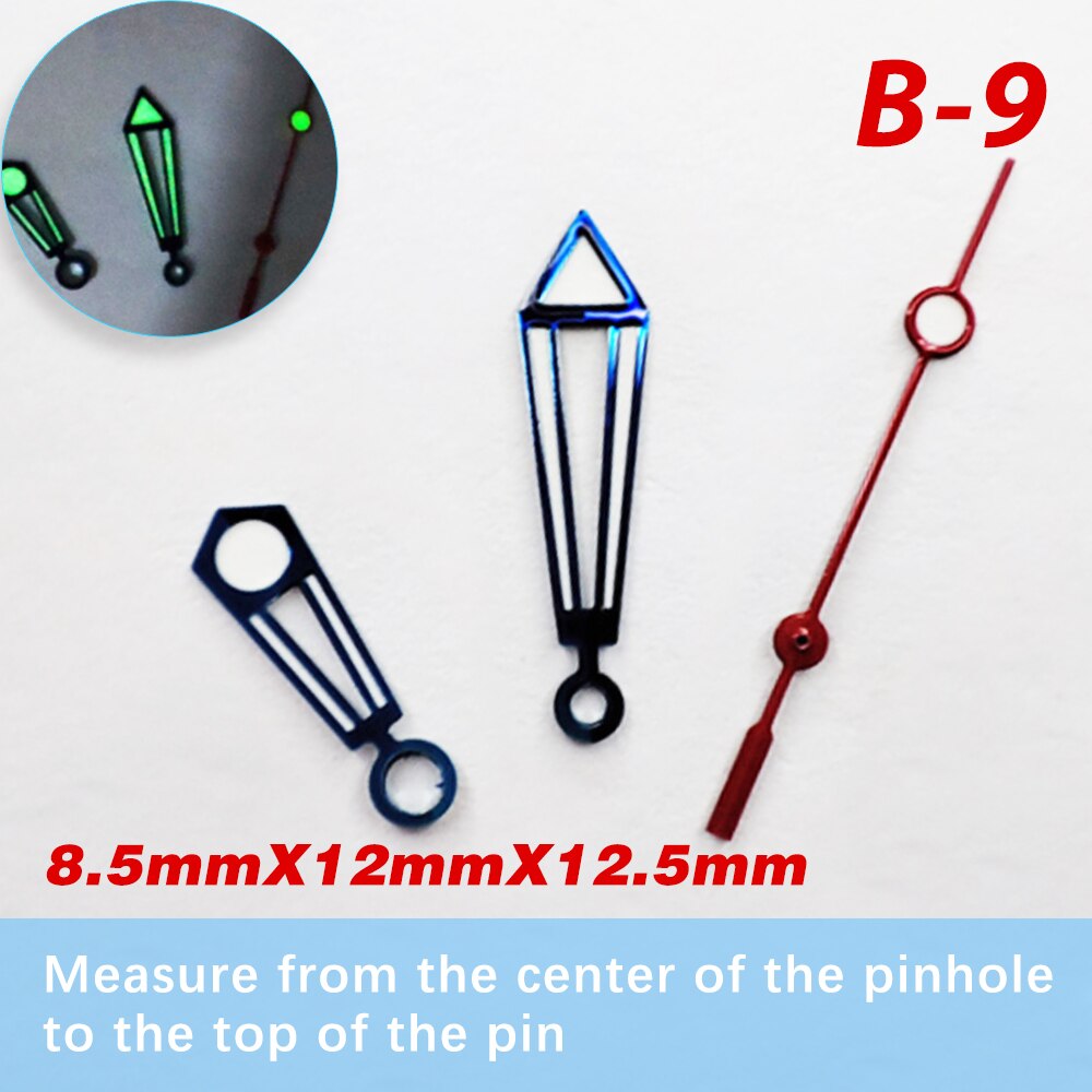 watch accessories, super bright green and blue watch hands, suitable forsuitable 8215，3804，8200，2813 movement pointer: B-9