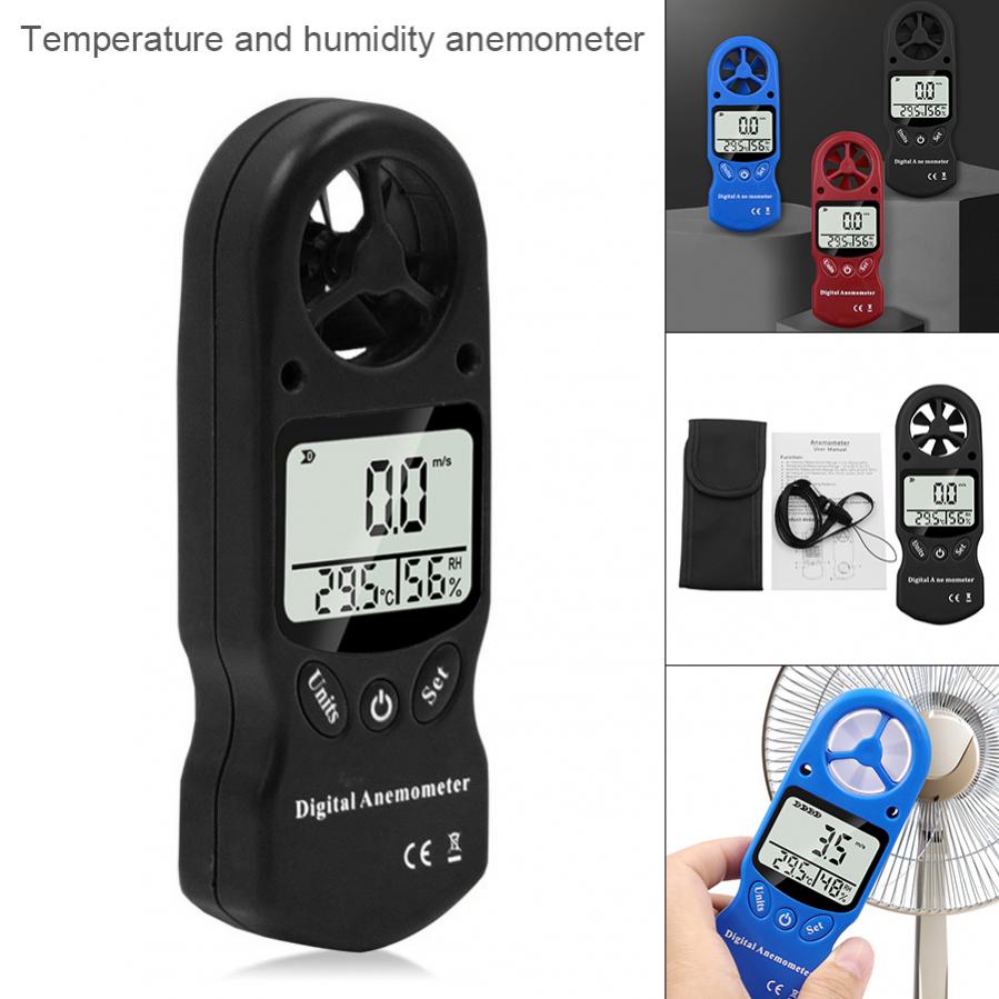 3 In 1 Digital Anemometer Handheld Wind Speed Meter with Temperature and Humidity for Measuring Wind Speed with Backlight Screen