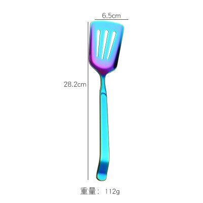 Newest Rainbow Stainless Steel Kitchen Utensil Set Big Size Public Buffet Spoon Colander Fork Shovel Kitchenware Cooking Tools: Turner B