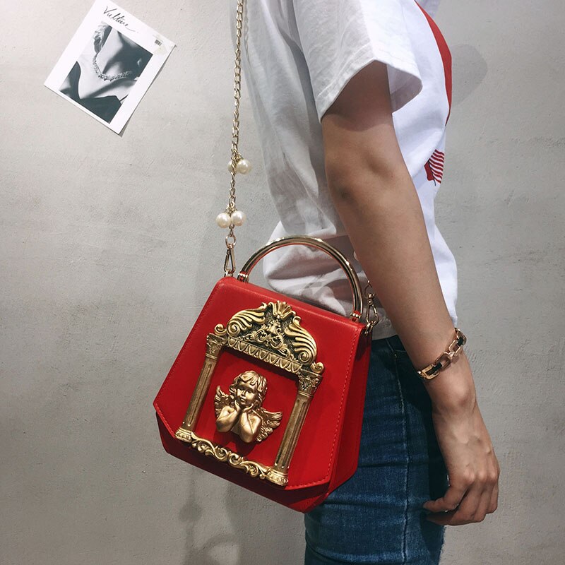 Barokke engel cupido doosvormige ketting schoudertas voor vrouwen portemonnees en handtassen feest clutch avondtas bruiloft portemonnee