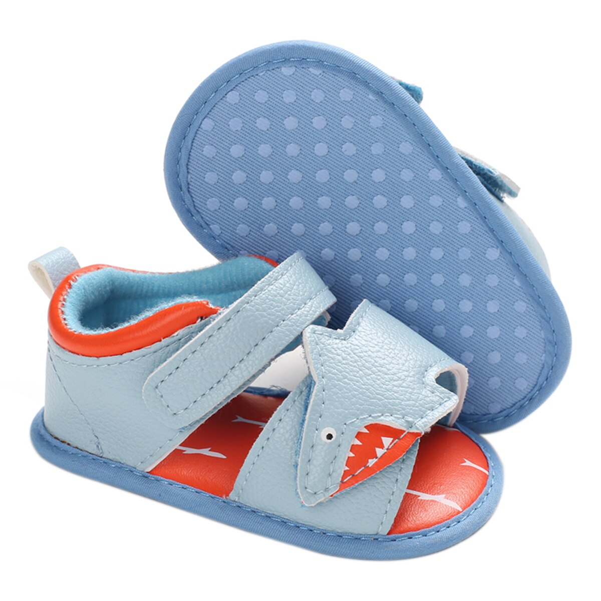 Sandalias informales para bebés y niños, sandalias de verano con forma de tiburón de dibujos animados, suela blanda, zapatos antideslizantes para antes de 0 a 18M