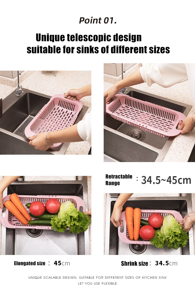 Strong Adjustable Kitchen Sink Rack Dish Drying Rack Over Sink Dry Drainers Plastic Foldable Kitchen Shelf