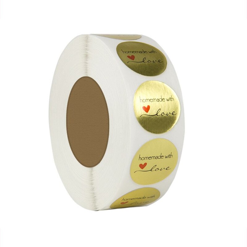 500 Stickers 2.5cm Small Gold Foil Thank You Stickers Heart Shape Adhesive Business Labels Decorative Sealing Labels