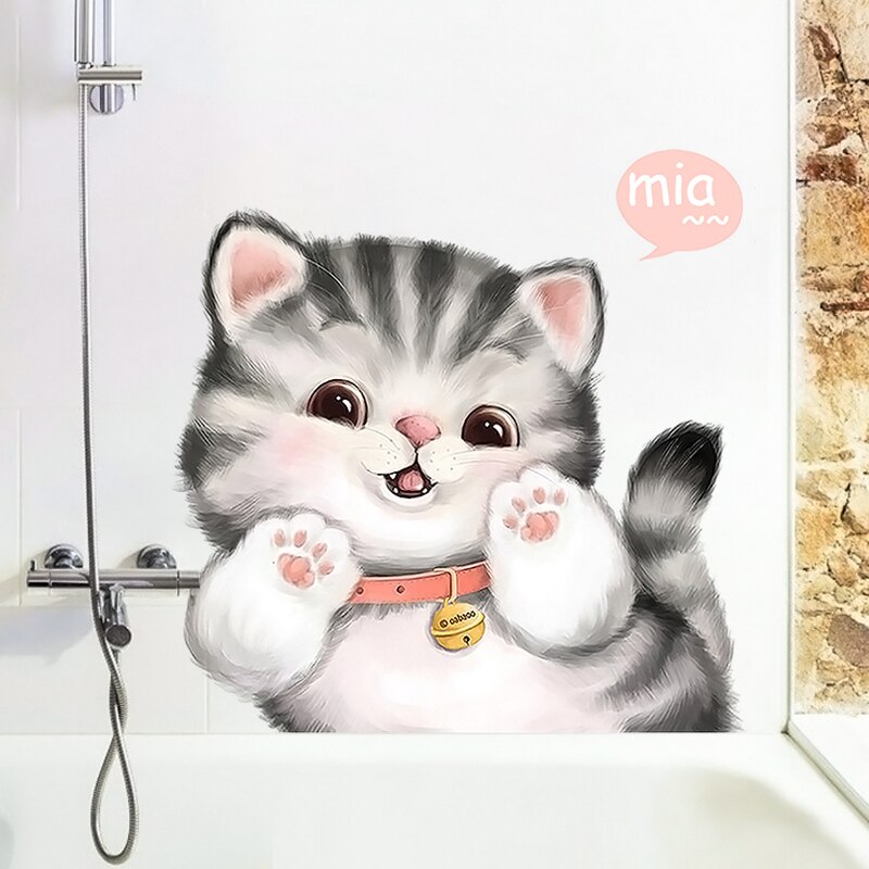 Cartoon wall stickers cute cat sticker bedroom decor girl room decoration self-adhesive home decor living room wall decor