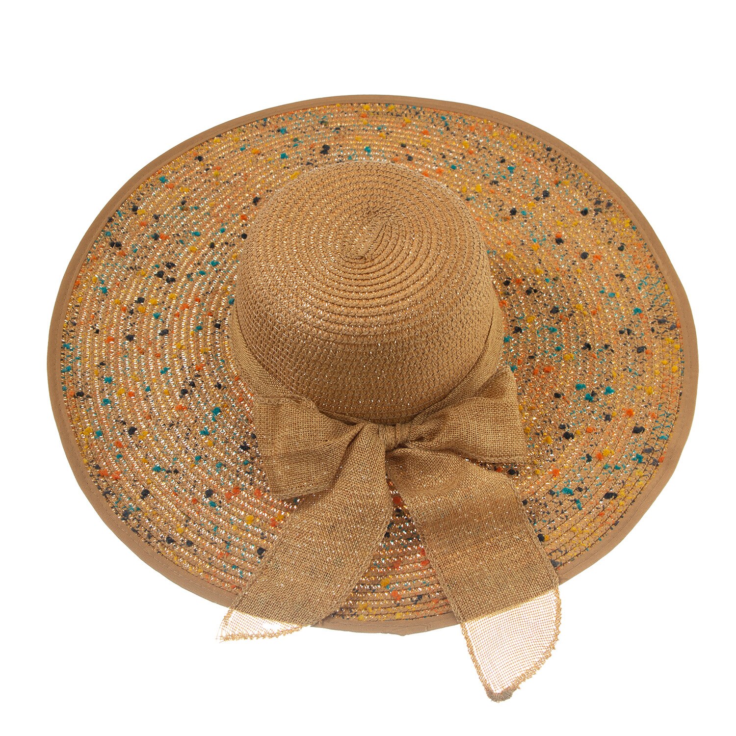 Summer Beach Sun Hat Ladies Hats, round-top broad-brimmed adult Straw hats: Coffee
