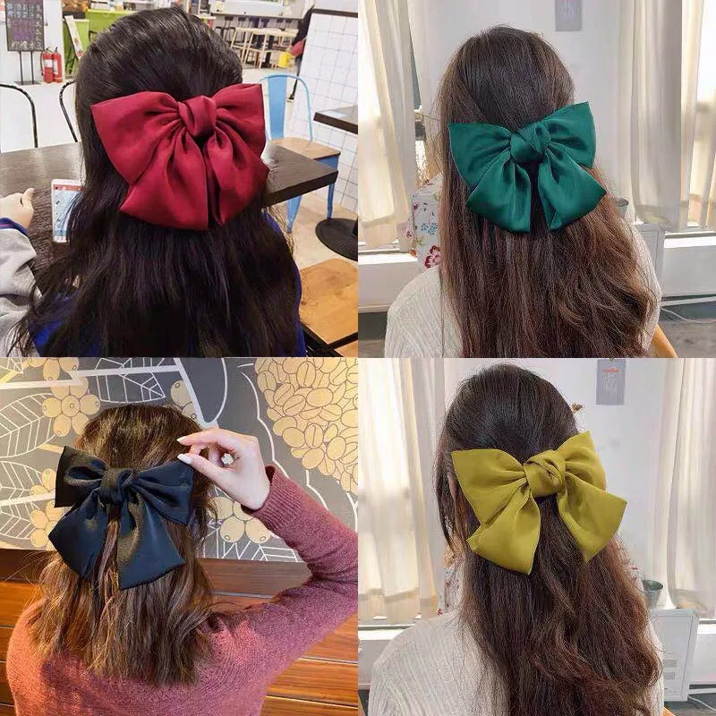 Vintage gros nœuds papillon de cheveux pinces à cheveux mignonnes Satin deux couches papillon arc épingle à cheveux fille cheveux accessoires pour femmes nœud papillon épingles à cheveux