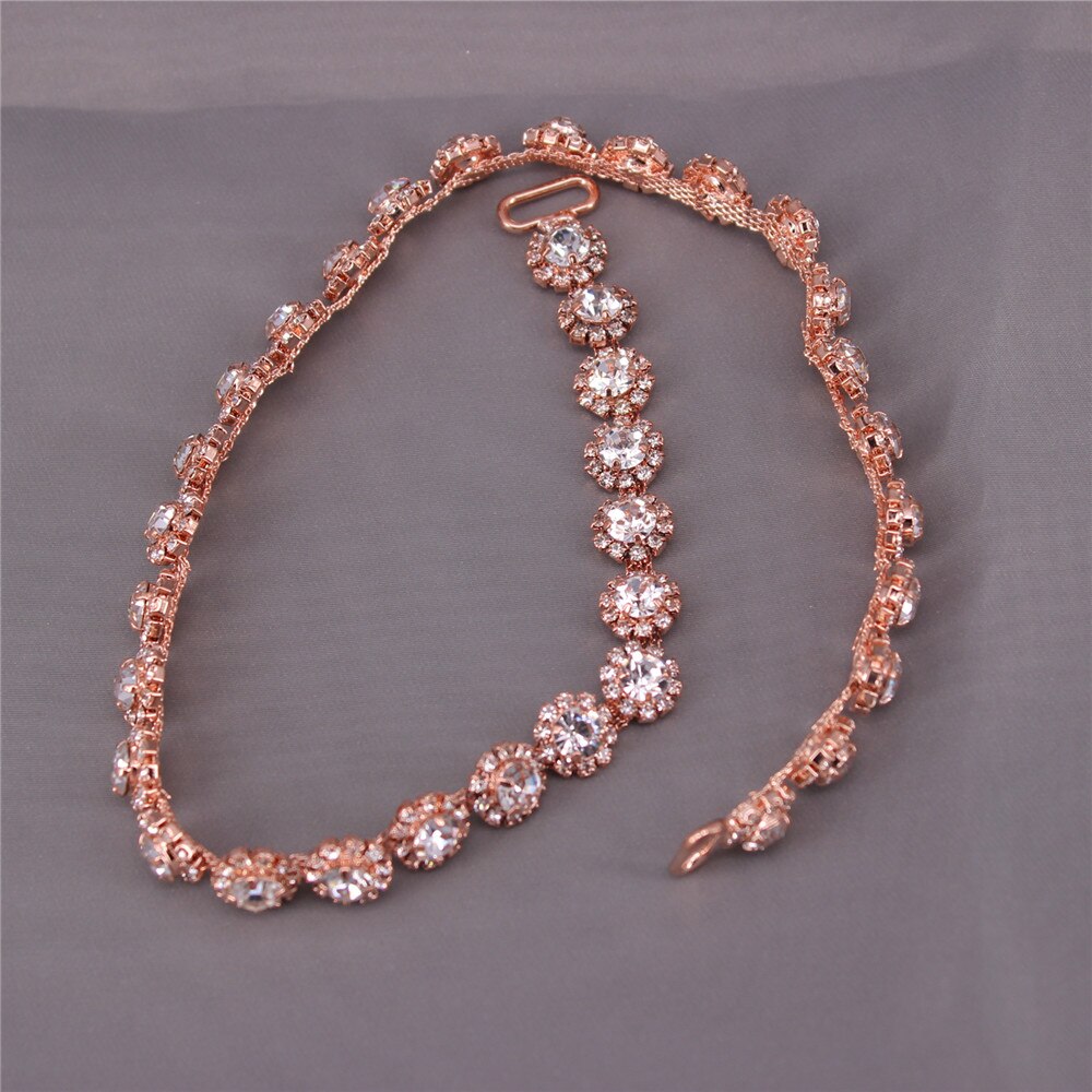 Rose Gold Crystal Hoofdband Bruid Bruidsmeisjes Sjerp Bruids Riem Met Strass Trouwjurk Riem