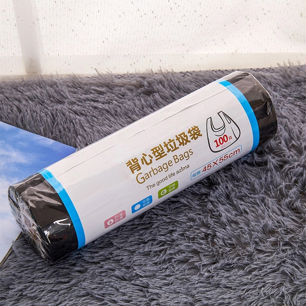 100 Pcs Schwarz Große Müll Tasche Einweg Täglichen Müll Tasche mit Griff Einzelhandel Supermarkt Einkaufen Lebensmittel Verpackung Taschen