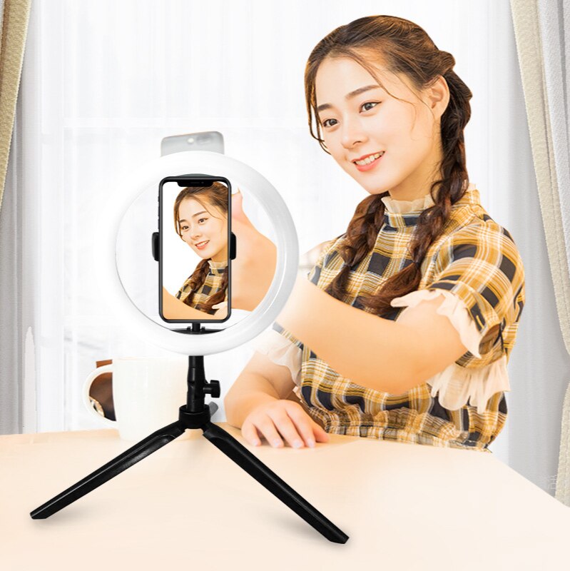 10 Inch Photography Ring Light Mobile Phone Desktop Live Flood Lamp Selfie Photographic Makeup Anchor Beautification Filming
